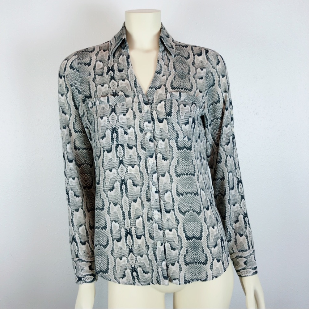 Express Snakeskin Print Portofino Blouse Size XS